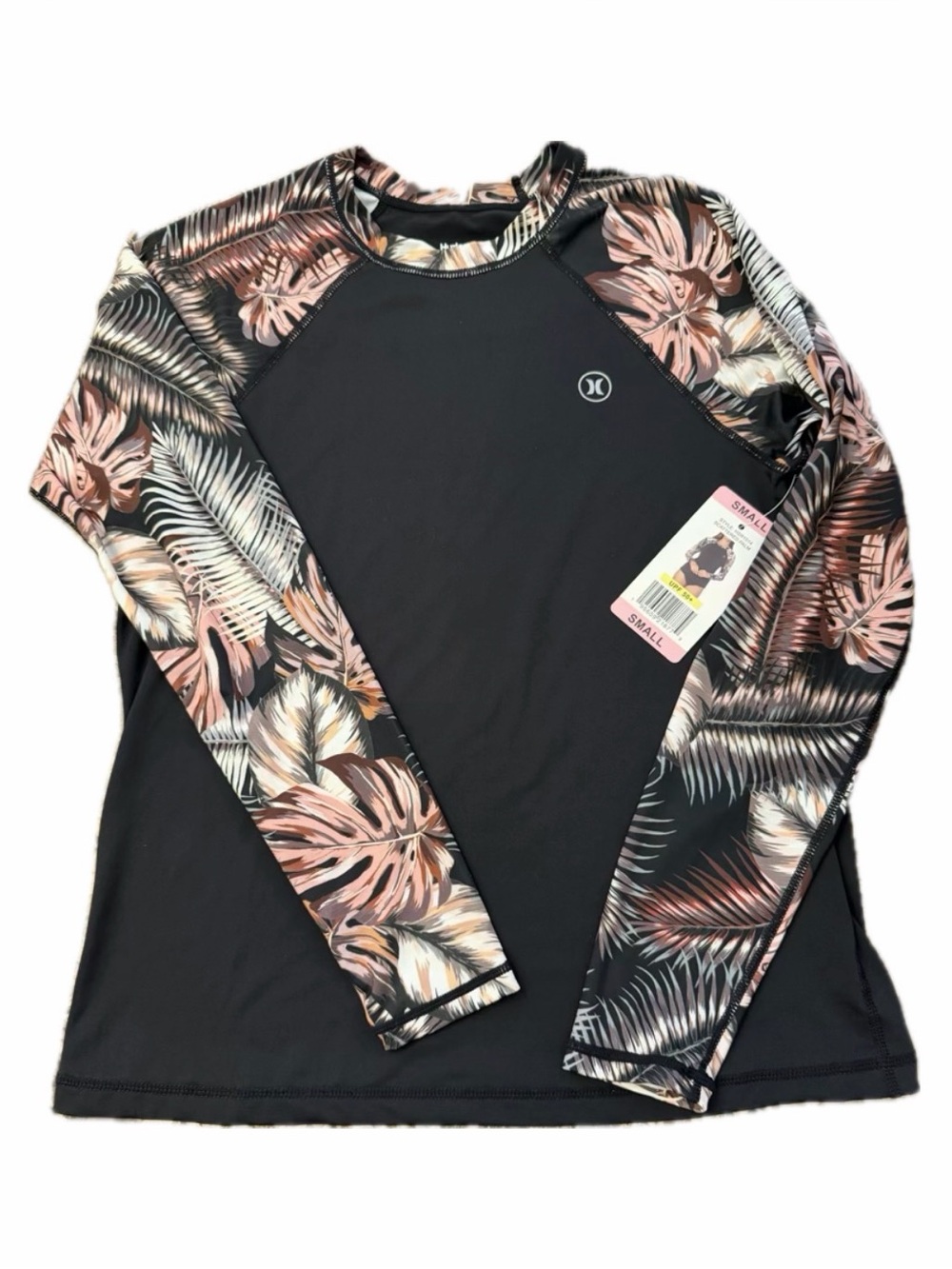 NWT Hurley Scattered Palm Long Sleeve Rash Guard Swim Shirt - Small